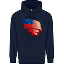 Curled Samoa Flag Samoan Day Football Childrens Kids Hoodie Navy Blue