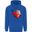 Curled Samoa Flag Samoan Day Football Childrens Kids Hoodie Royal Blue