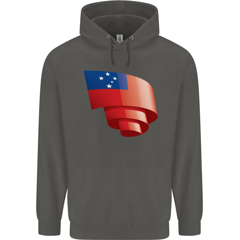 Curled Samoa Flag Samoan Day Football Childrens Kids Hoodie Storm Grey