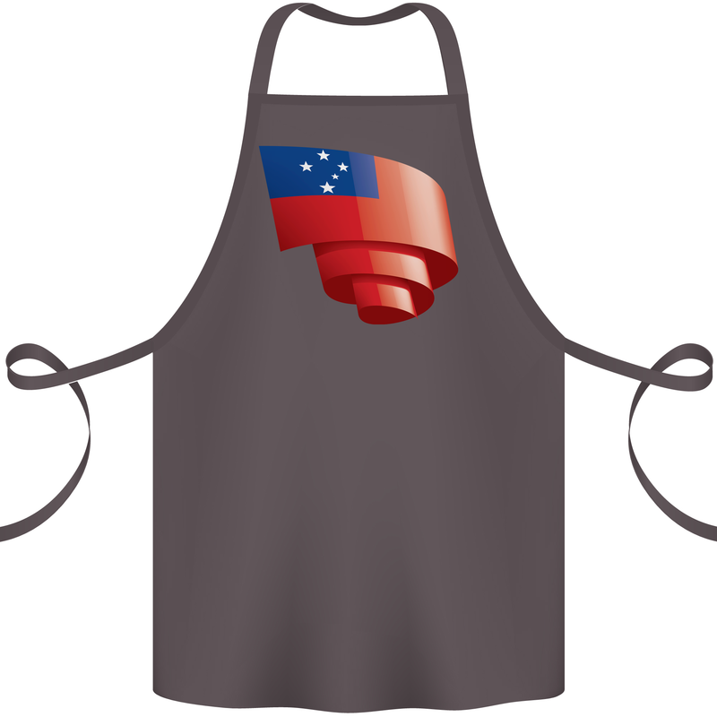Curled Samoa Flag Samoan Day Football Cotton Apron 100% Organic Dark Grey