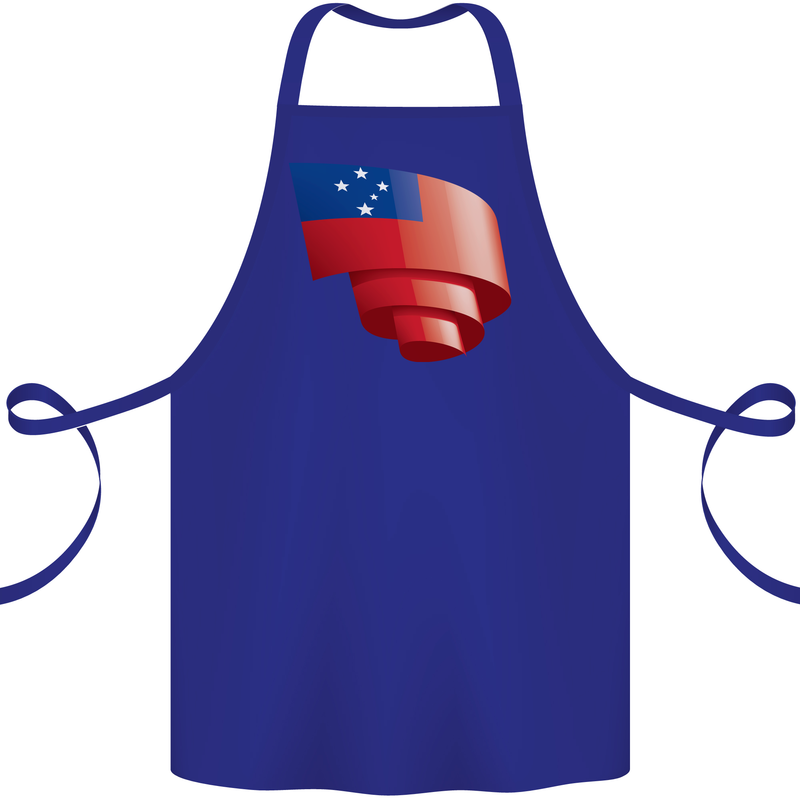 Curled Samoa Flag Samoan Day Football Cotton Apron 100% Organic Royal Blue
