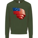 Curled Samoa Flag Samoan Day Football Kids Sweatshirt Jumper Forest Green