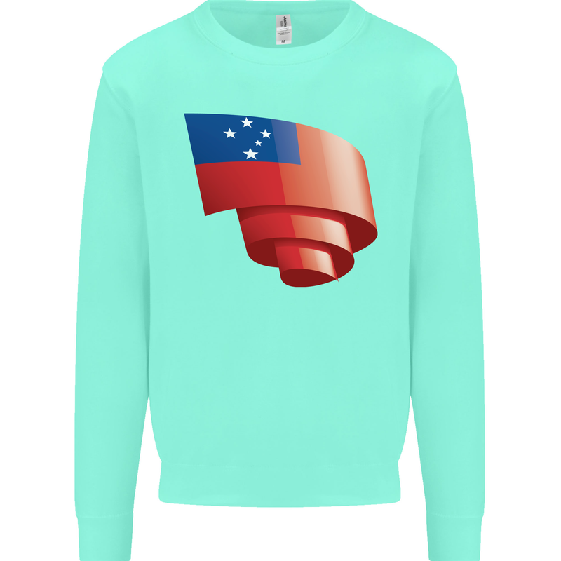 Curled Samoa Flag Samoan Day Football Kids Sweatshirt Jumper Peppermint