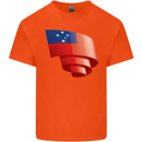 Curled Samoa Flag Samoan Day Football Kids T-Shirt Childrens Orange