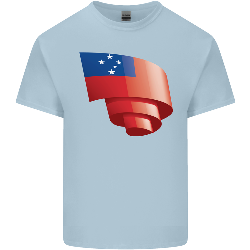 Curled Samoa Flag Samoan Day Football Mens Cotton T-Shirt Tee Top Light Blue