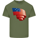 Curled Samoa Flag Samoan Day Football Mens Cotton T-Shirt Tee Top Military Green