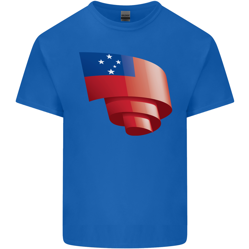 Curled Samoa Flag Samoan Day Football Mens Cotton T-Shirt Tee Top Royal Blue