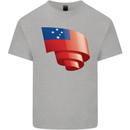 Curled Samoa Flag Samoan Day Football Mens Cotton T-Shirt Tee Top Sports Grey