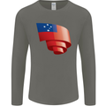 Curled Samoa Flag Samoan Day Football Mens Long Sleeve T-Shirt Charcoal