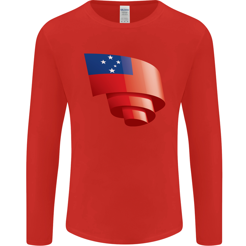 Curled Samoa Flag Samoan Day Football Mens Long Sleeve T-Shirt Red
