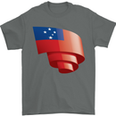 Curled Samoa Flag Samoan Day Football Mens T-Shirt 100% Cotton Charcoal