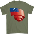 Curled Samoa Flag Samoan Day Football Mens T-Shirt 100% Cotton Military Green