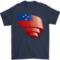 Curled Samoa Flag Samoan Day Football Mens T-Shirt 100% Cotton Navy Blue