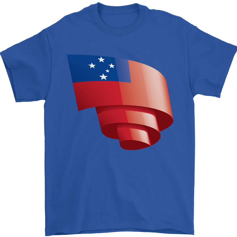 Curled Samoa Flag Samoan Day Football Mens T-Shirt 100% Cotton Royal Blue
