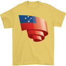 Curled Samoa Flag Samoan Day Football Mens T-Shirt 100% Cotton Yellow