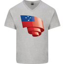 Curled Samoa Flag Samoan Day Football Mens V-Neck Cotton T-Shirt Sports Grey