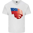 Curled Samoa Flag Samoan Day Football Mens V-Neck Cotton T-Shirt White