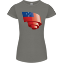 Curled Samoa Flag Samoan Day Football Womens Petite Cut T-Shirt Charcoal