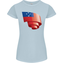 Curled Samoa Flag Samoan Day Football Womens Petite Cut T-Shirt Light Blue