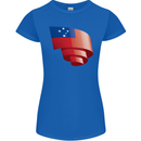 Curled Samoa Flag Samoan Day Football Womens Petite Cut T-Shirt Royal Blue