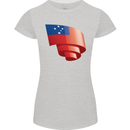 Curled Samoa Flag Samoan Day Football Womens Petite Cut T-Shirt Sports Grey