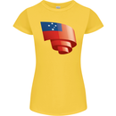 Curled Samoa Flag Samoan Day Football Womens Petite Cut T-Shirt Yellow
