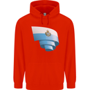 Curled San Marino Flag Sammarinese Day Football Childrens Kids Hoodie Bright Red