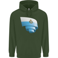 Curled San Marino Flag Sammarinese Day Football Childrens Kids Hoodie Forest Green