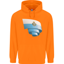 Curled San Marino Flag Sammarinese Day Football Childrens Kids Hoodie Orange