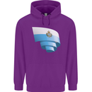 Curled San Marino Flag Sammarinese Day Football Childrens Kids Hoodie Purple