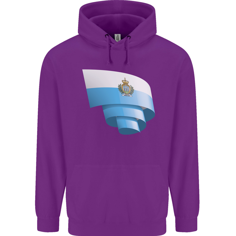 Curled San Marino Flag Sammarinese Day Football Childrens Kids Hoodie Purple