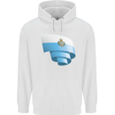 Curled San Marino Flag Sammarinese Day Football Childrens Kids Hoodie White