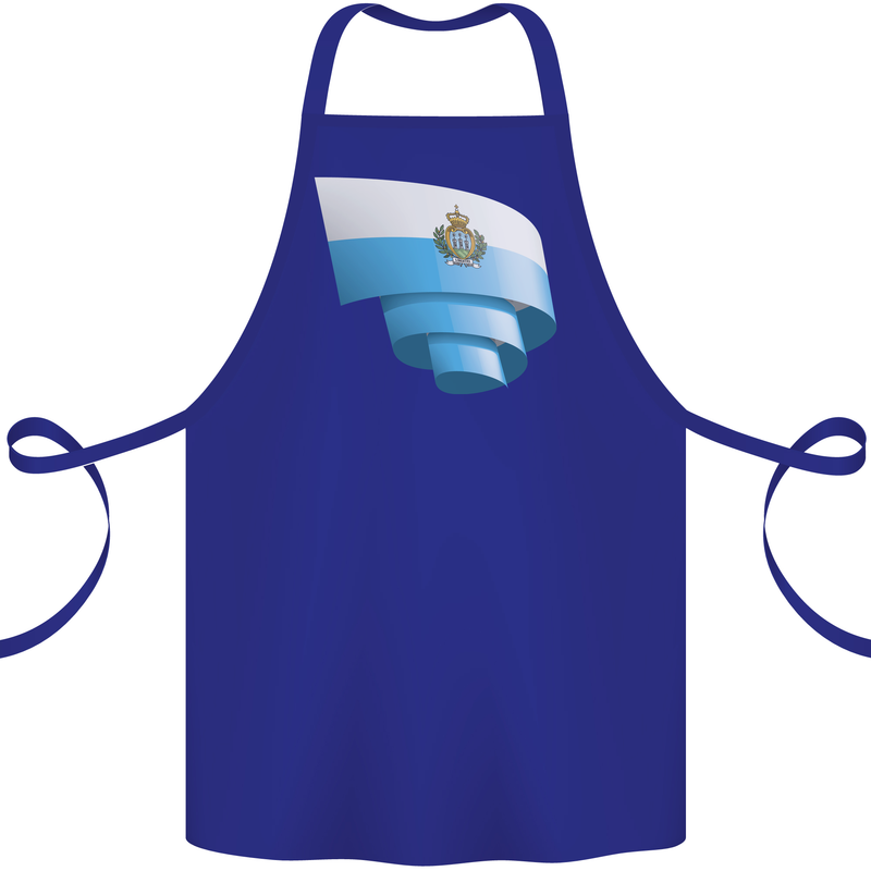 Curled San Marino Flag Sammarinese Day Football Cotton Apron 100% Organic Royal Blue