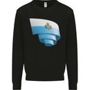 Curled San Marino Flag Sammarinese Day Football Kids Sweatshirt Jumper Black