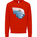 Curled San Marino Flag Sammarinese Day Football Kids Sweatshirt Jumper Bright Red