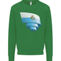 Curled San Marino Flag Sammarinese Day Football Kids Sweatshirt Jumper Irish Green