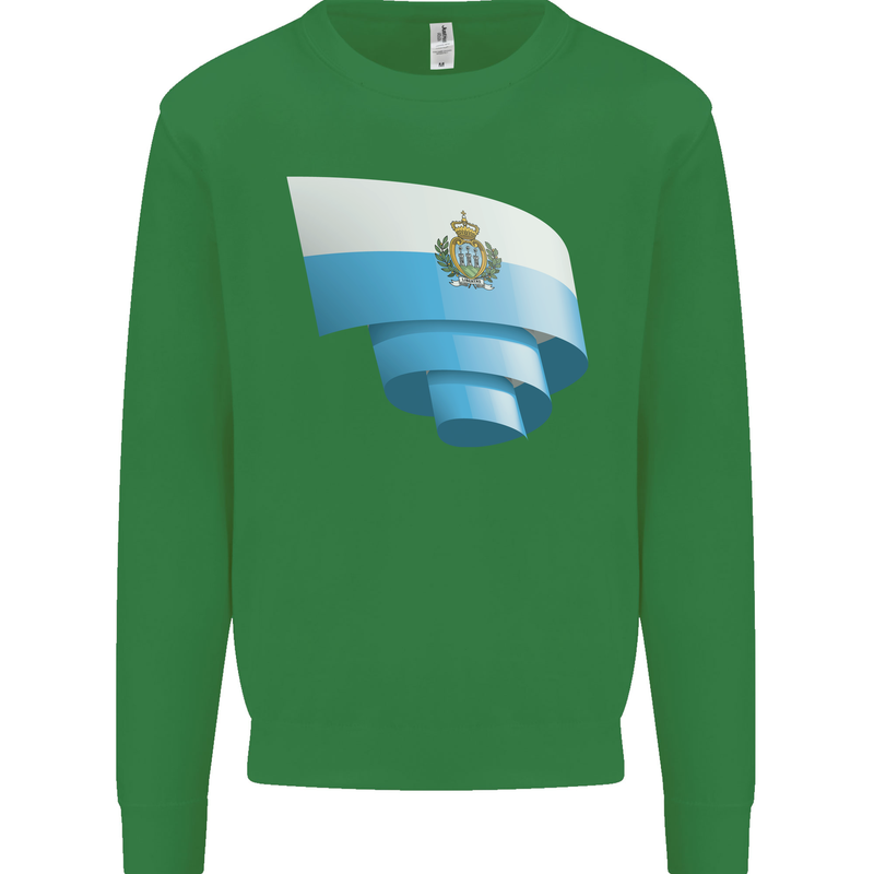 Curled San Marino Flag Sammarinese Day Football Kids Sweatshirt Jumper Irish Green