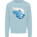 Curled San Marino Flag Sammarinese Day Football Kids Sweatshirt Jumper Light Blue