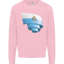 Curled San Marino Flag Sammarinese Day Football Kids Sweatshirt Jumper Light Pink