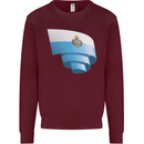 Curled San Marino Flag Sammarinese Day Football Kids Sweatshirt Jumper Maroon