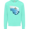 Curled San Marino Flag Sammarinese Day Football Kids Sweatshirt Jumper Peppermint