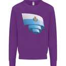 Curled San Marino Flag Sammarinese Day Football Kids Sweatshirt Jumper Purple