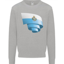 Curled San Marino Flag Sammarinese Day Football Kids Sweatshirt Jumper Sports Grey