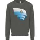 Curled San Marino Flag Sammarinese Day Football Kids Sweatshirt Jumper Storm Grey