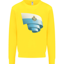 Curled San Marino Flag Sammarinese Day Football Kids Sweatshirt Jumper Yellow