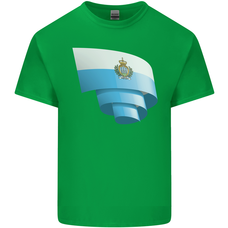 Curled San Marino Flag Sammarinese Day Football Kids T-Shirt Childrens Irish Green