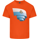 Curled San Marino Flag Sammarinese Day Football Kids T-Shirt Childrens Orange