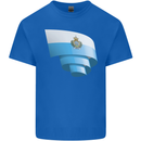 Curled San Marino Flag Sammarinese Day Football Kids T-Shirt Childrens Royal Blue