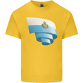 Curled San Marino Flag Sammarinese Day Football Kids T-Shirt Childrens Yellow