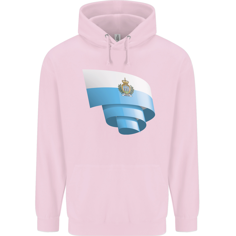 Curled San Marino Flag Sammarinese Day Football Mens 80% Cotton Hoodie Light Pink